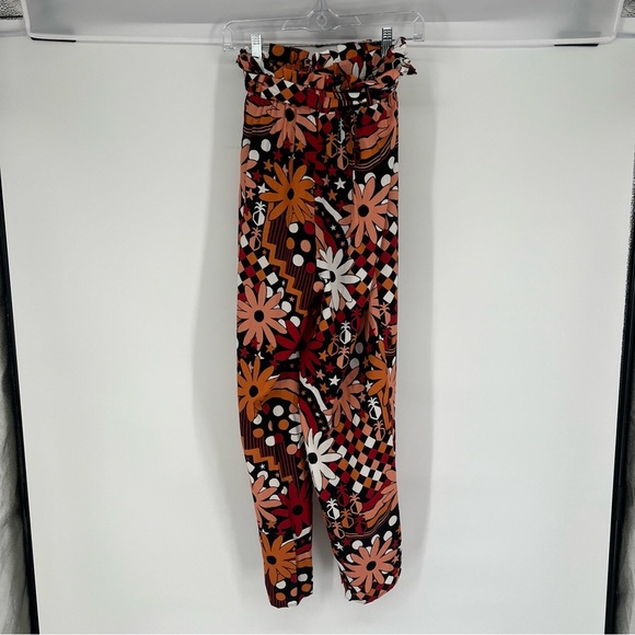 Farm Rio Floral Daisy Colorful Lightweight Loose Belted Paperbag Pants Small NWT - Picture 2 of 10